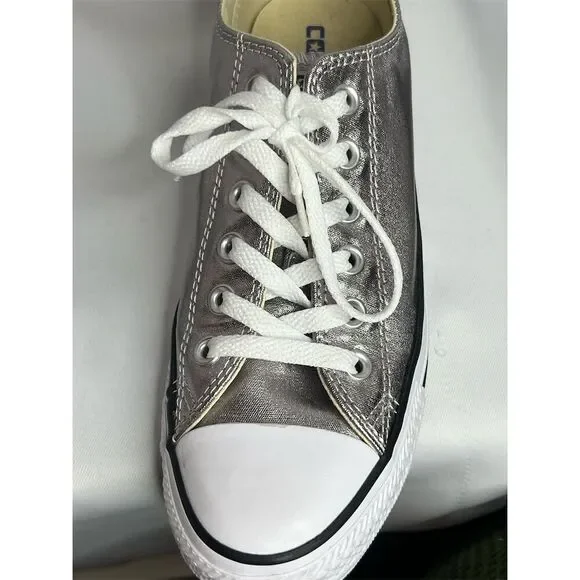 Converse Chuck Taylor All Star Women's Silver Low Top Sneakers Size 7.5 - Picture 13 of 14